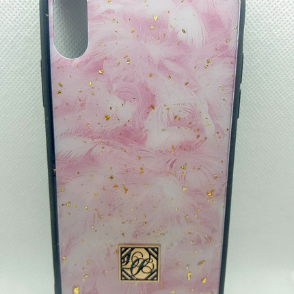 iPhone Xs Max hoesje achterkant fashion roze glitters bling bling print case backcover
