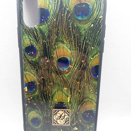 iPhone Xs Max case back fashion peacock feather print case back cover