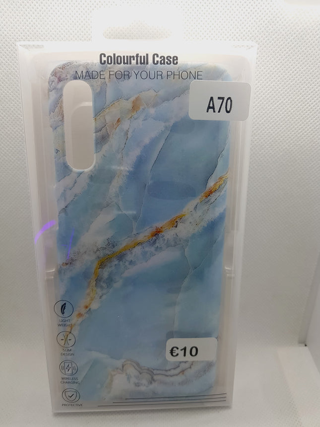 Samsung Galaxy A70 Hülle Rückseite Blau Marmar Stein Strand Mode Ozean Hülle