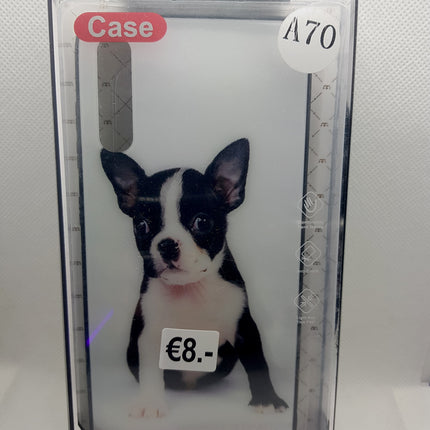 Rückseite des Samsung Galaxy A70 mit Hundemotiv – modische Rückseite