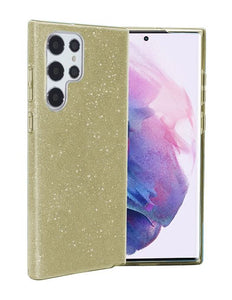 3-in-1-Hülle mit glitzernder Rückseite – Samsung S23 Ultra – Gold
