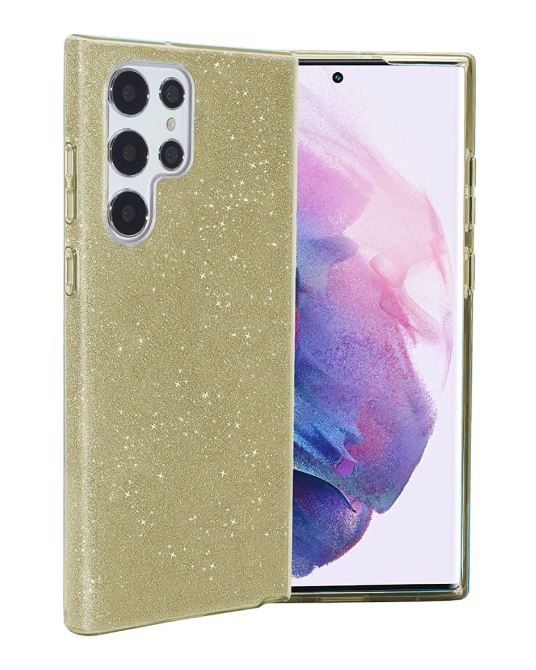 Hoesje 3 in 1 Glitter Backcover - Samsung S23 Ultra - Goud