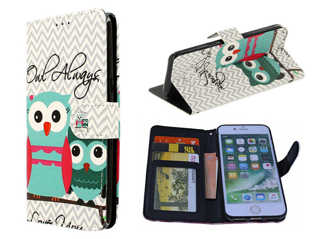 Nokia 5.1 Plus case - Owl print folder - Wallet close case with owl print