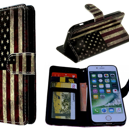 Nokia 5.1 Plus print book case USA flag print - wallet flip cover - wallet case - space for cards - magnetic flap