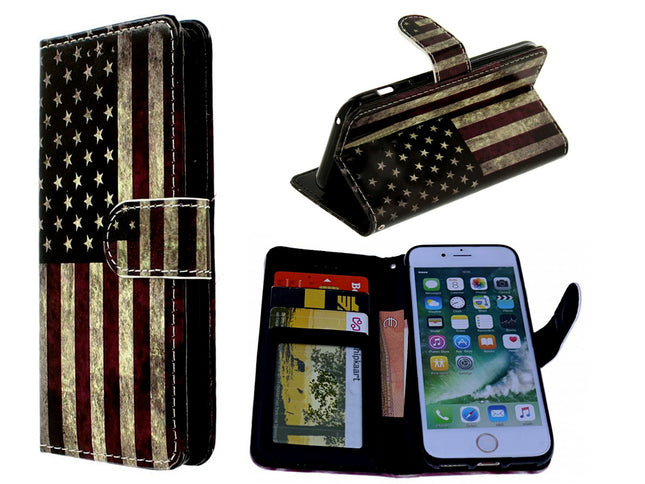 Nokia 5.1 Plus print book case USA flag print - wallet flip cover - wallet case - space for cards - magnetic flap