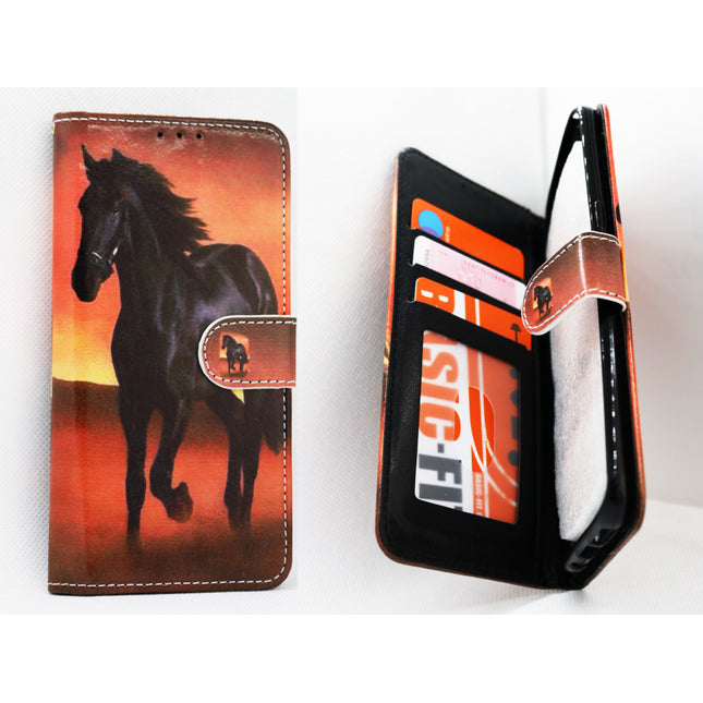 Samsung Galaxy A6 Plus 2018 Hülle mit Pferdemotiv - Brieftaschenhülle mit Pferdemuster im Booktype-Stil