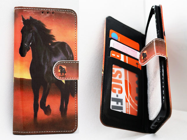 Samsung Galaxy A6 Plus 2018 Hülle mit Pferdemotiv - Brieftaschenhülle mit Pferdemuster im Booktype-Stil