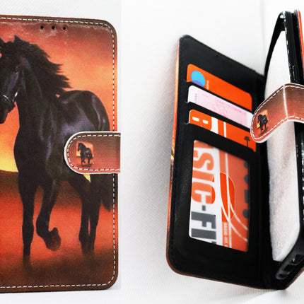 iPhone X / iPhone Xs case horse print- Wallet case horse print booktype