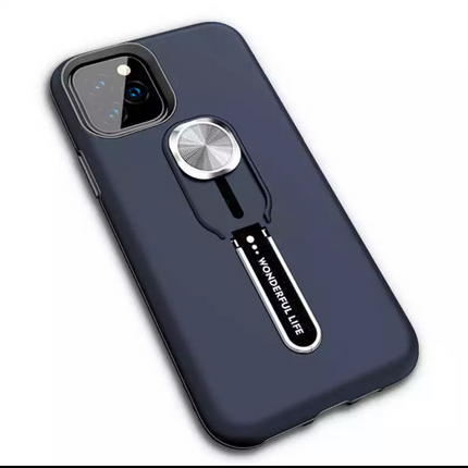 iPhone 11 Pro hoesje achterkant donker blauw met tafel houder magneet fashion design case