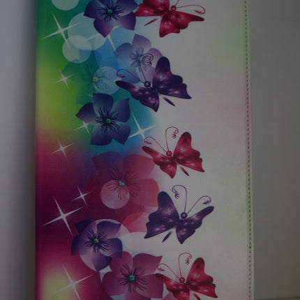 Samsung Galaxy Tab A 10.5 2018 drehbare Schutzhülle aus PU-Leder T580 T585 mit Schmetterlings- und Blumendruck 