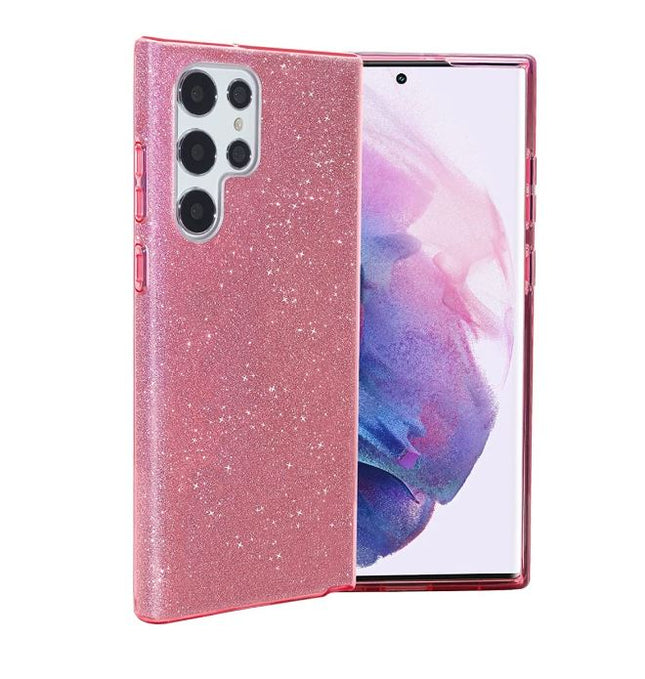 Hoesje 3 in 1 Glitter Backcover - Samsung S23 Ultra - Roze