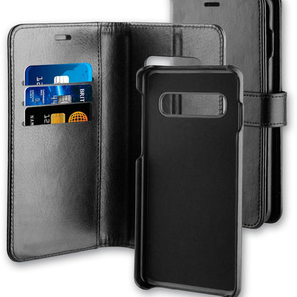 Behello Samsung Galaxy S10 Plus Hoesje I 2-in-1 Wallet Case met Ruimte Voor 3 Pasjes Zwart magneet case achterkant