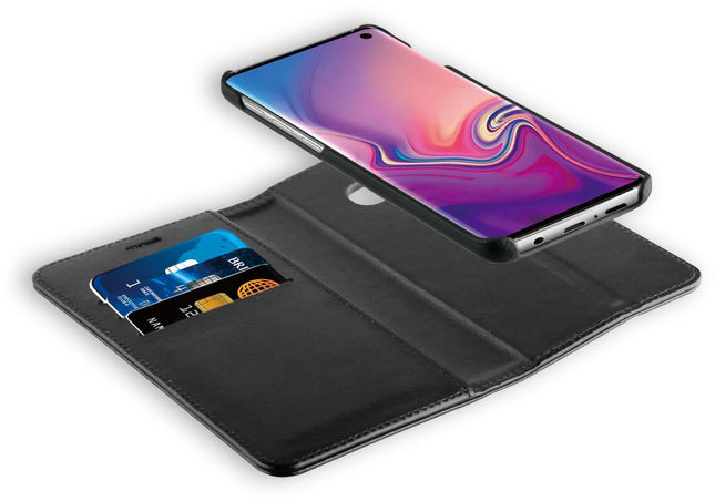 Behello Samsung Galaxy S10 Plus Case I 2-in-1 Wallet Case with Space for 3 Cards Black Magnet Case Back 