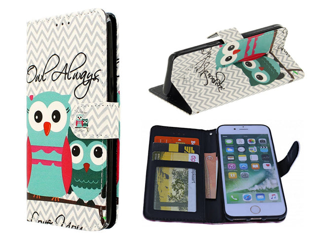 iPhone 7 plus / 8 plus Owl print folder - Wallet fold-close case with owl print