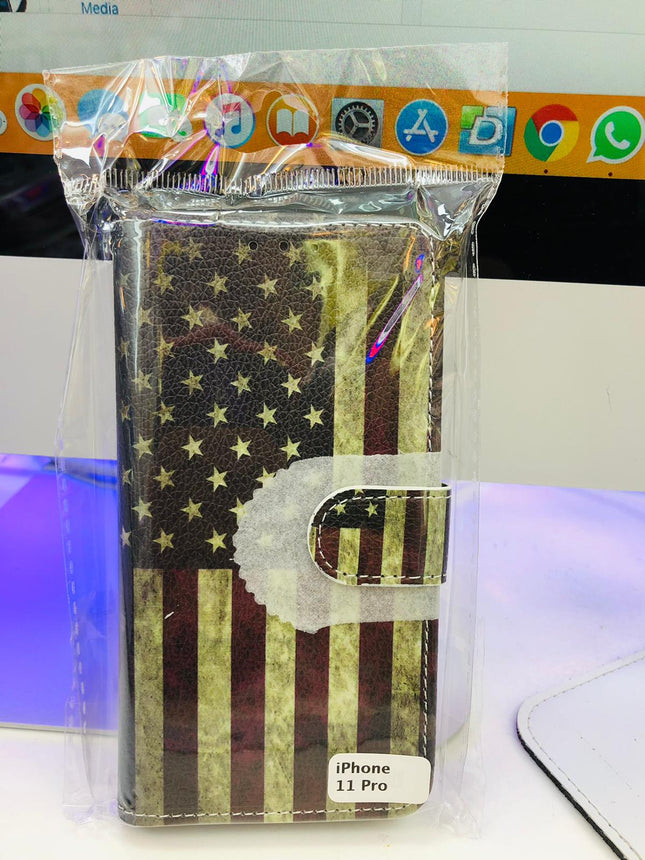 iPhone 11 Pro case - USA flag print folder - Wallet case America flag