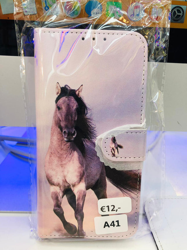 Samsung Galaxy A41 case horse print- Wallet case horse print book type
