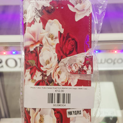 iPhone 7 Plus / 8 Plus Hülle Royal Pink Blumendruck Ordner – Wallet Case – Bücherhülle