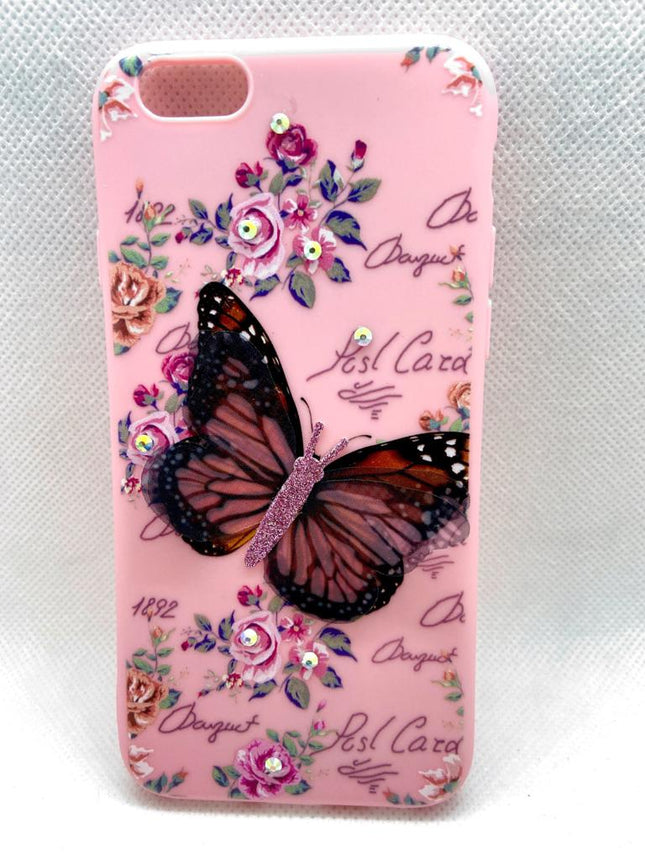 iPhone 6 / 6S Hülle Rückseite Schmetterlinge rosa Aufdruck Hülle Modedesign 