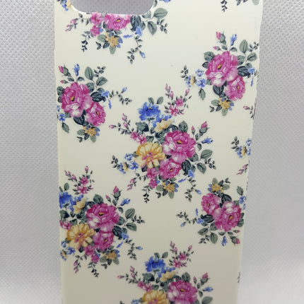 iPhone 6+/6s+/7+/8 Plus hoesje roze bloemen met witte achterkant backcover case