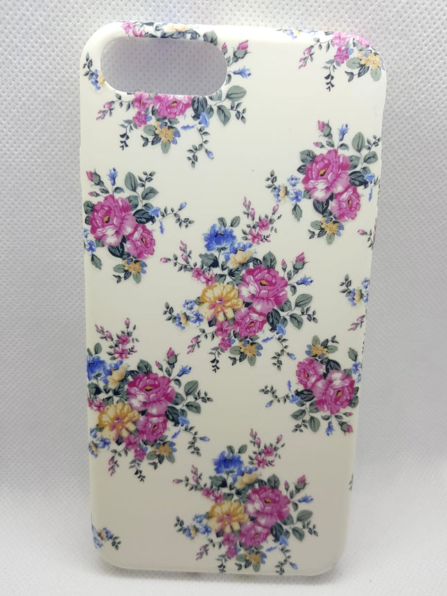 iPhone 6+/6s+/7+/8 Plus case pink flowers with white back cover case 