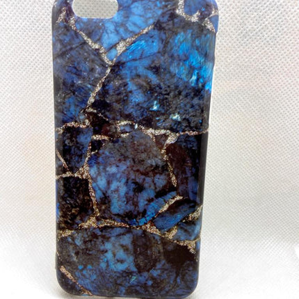 iPhone 6 / 6S hoesje leuke zachte donker blauwe marmar steen achterkant print backcover case