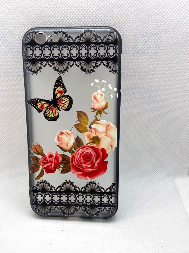 iPhone 6 / 6S hoesje vlinders bloemen design achterkant case backcover
