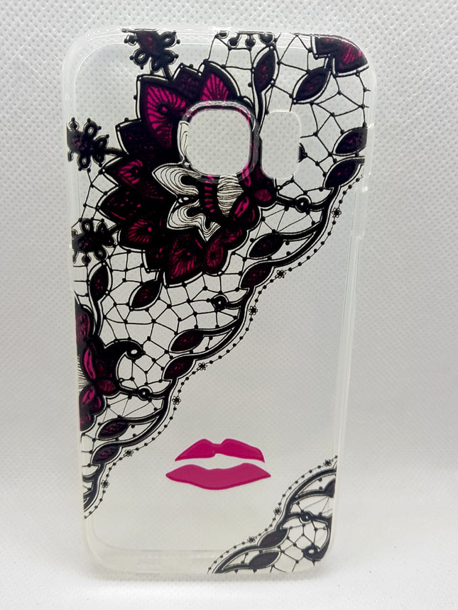 Samsung S6 edge transparent case with cute black and lips fashion case 