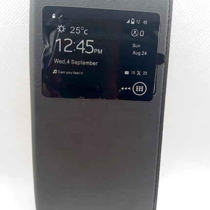 Samsung S6 Edge Hülle Bookcase Schwarz mit Sichtfenster Kunstlederhülle 