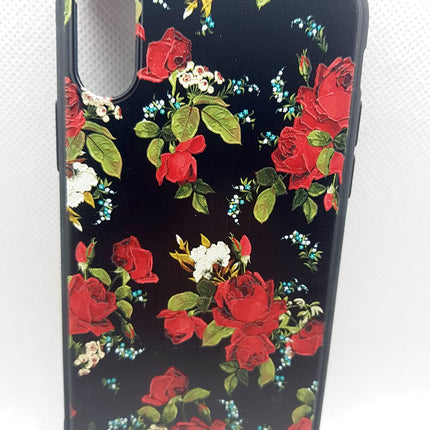 iPhone X / iPhone Xs Hülle Rückseite rote Blumen Modedesign 
