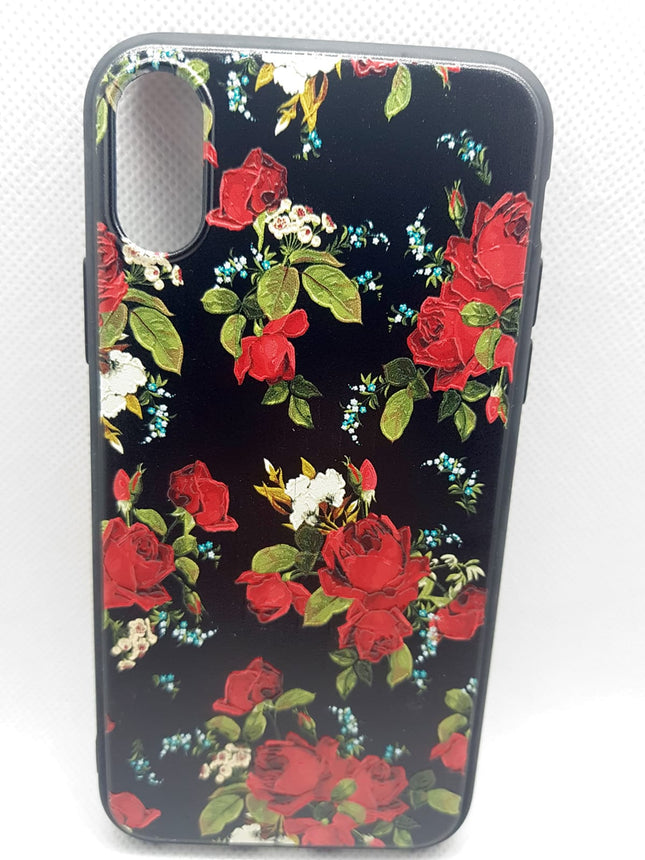 iPhone X / iPhone Xs Hülle Rückseite rote Blumen Modedesign 