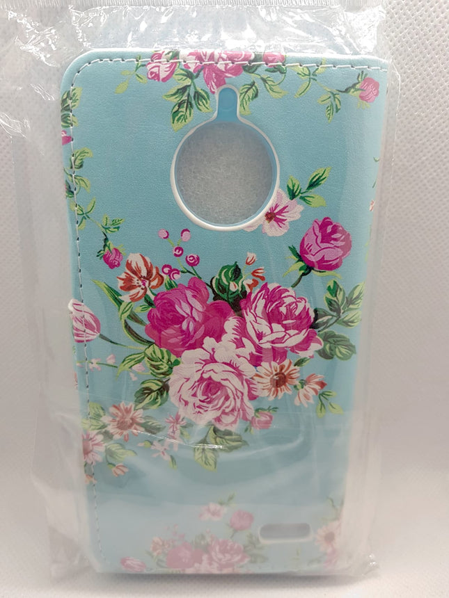 Motorola Moto E4 case Flower print case folder- Wallet Case