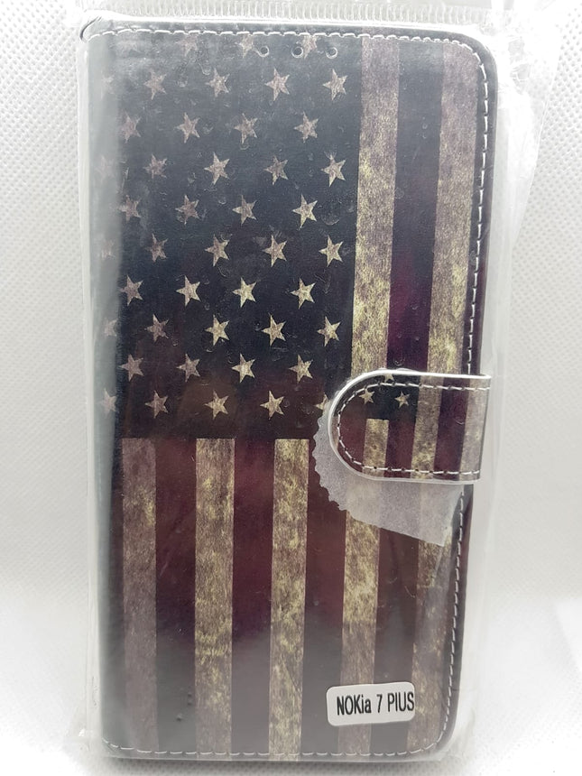 Nokia 7 plus case USA flag print folder - Wallet case America flag