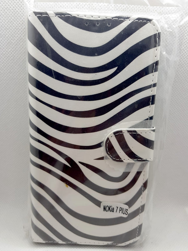 Nokia 7 plus Hülle mit Zebramuster - Brieftaschenhülle mit wunderschönem Zebramuster
