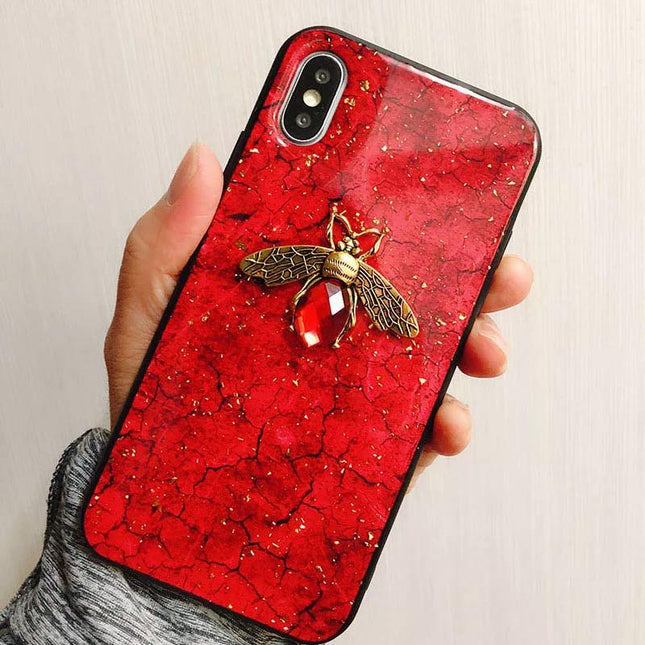 Samsung Galaxy A50 hoesje achterkant vlinder glitters rood fashion case backcover