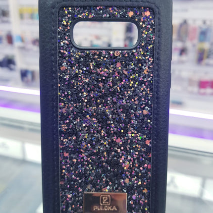 Samsung Galaxy S10e achterkant hoesje fashion zwart glitters Backcover case