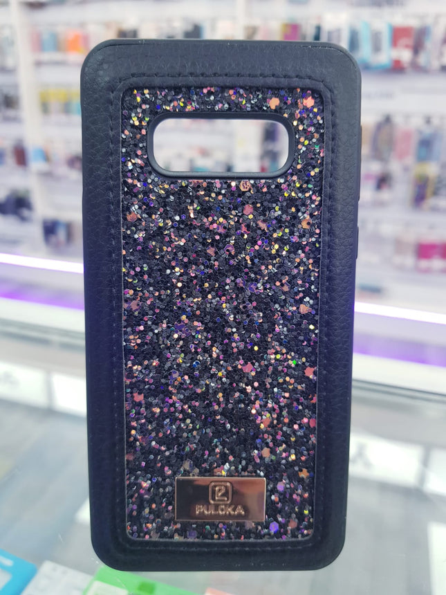 Samsung Galaxy S10e achterkant hoesje fashion zwart glitters Backcover case