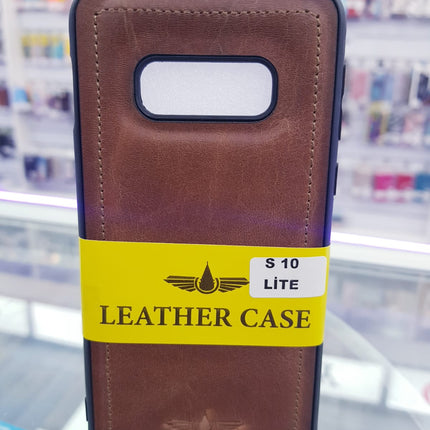 Samsung Galaxy S10e achterkant hoesje leer bruin Backcover case