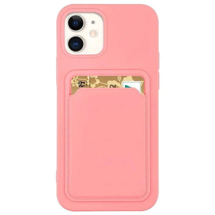 TeleGreen for iPhone XR Pink Card Case Silicone Wallet Case with Card Holder Documents