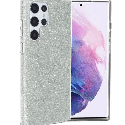 Hoesje 3 in 1 Glitter Backcover - Samsung S23 Ultra - Zilver
