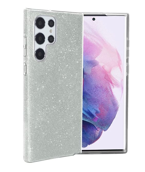 Hoesje 3 in 1 Glitter Backcover - Samsung S23 zilver