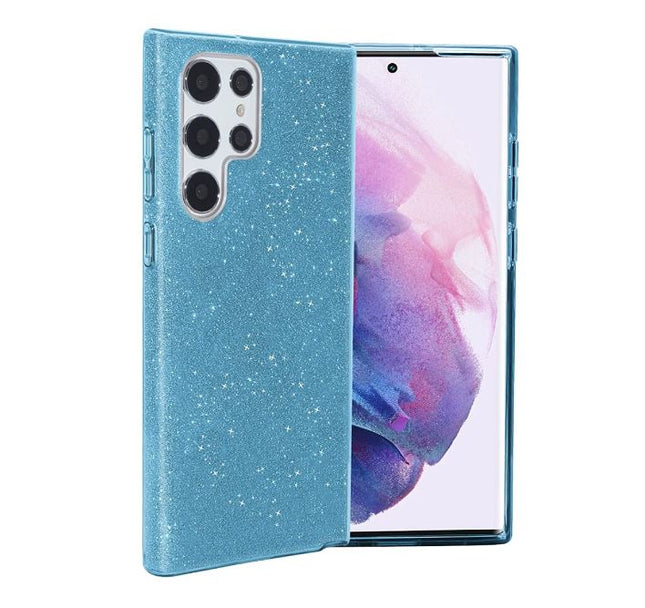 Hoesje 3 in 1 Glitter Backcover - Samsung S23 Blauw