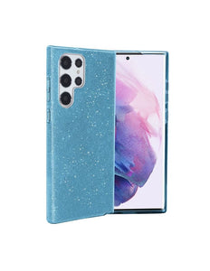 Samsung Galaxy A14 Hülle Rückseite glitzernd blau