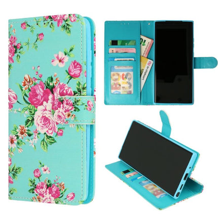 Samsung A54 Hoesje Bookcase Print Bloemen Blauw