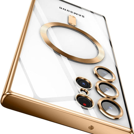 Samsung Galaxy S24 Hülle gold Klare magnetische Magsafe Linsenschutzhülle