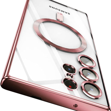 Samsung Galaxy S24  hoesje rosegoud Clear Magnetic Magsafe Lens Protection Case