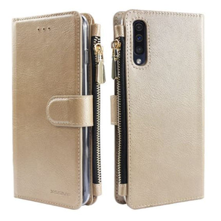 Samsung Galaxy A70 hoesje goud met rits portemonnee wallet case - boekcase mapje