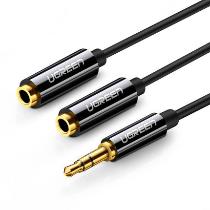 AUX audio splitter 3.5mm jack kabel UGREEN AV123, 25cm (zwart)