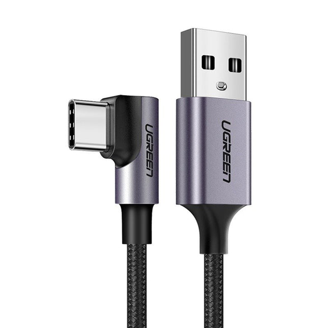 Abgewinkeltes USB-C-Kabel UGREEN 3A Quick Charge 3.0 1m (Schwarz)