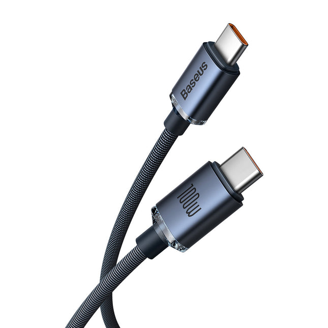 Baseus Crystal Shine kabel USB-C naar USB-C, 100W, 1.2m (zwart)