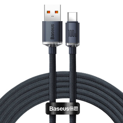 Baseus Crystal Shine kabel USB naar USB-C, 100W, 1.2m (zwart)